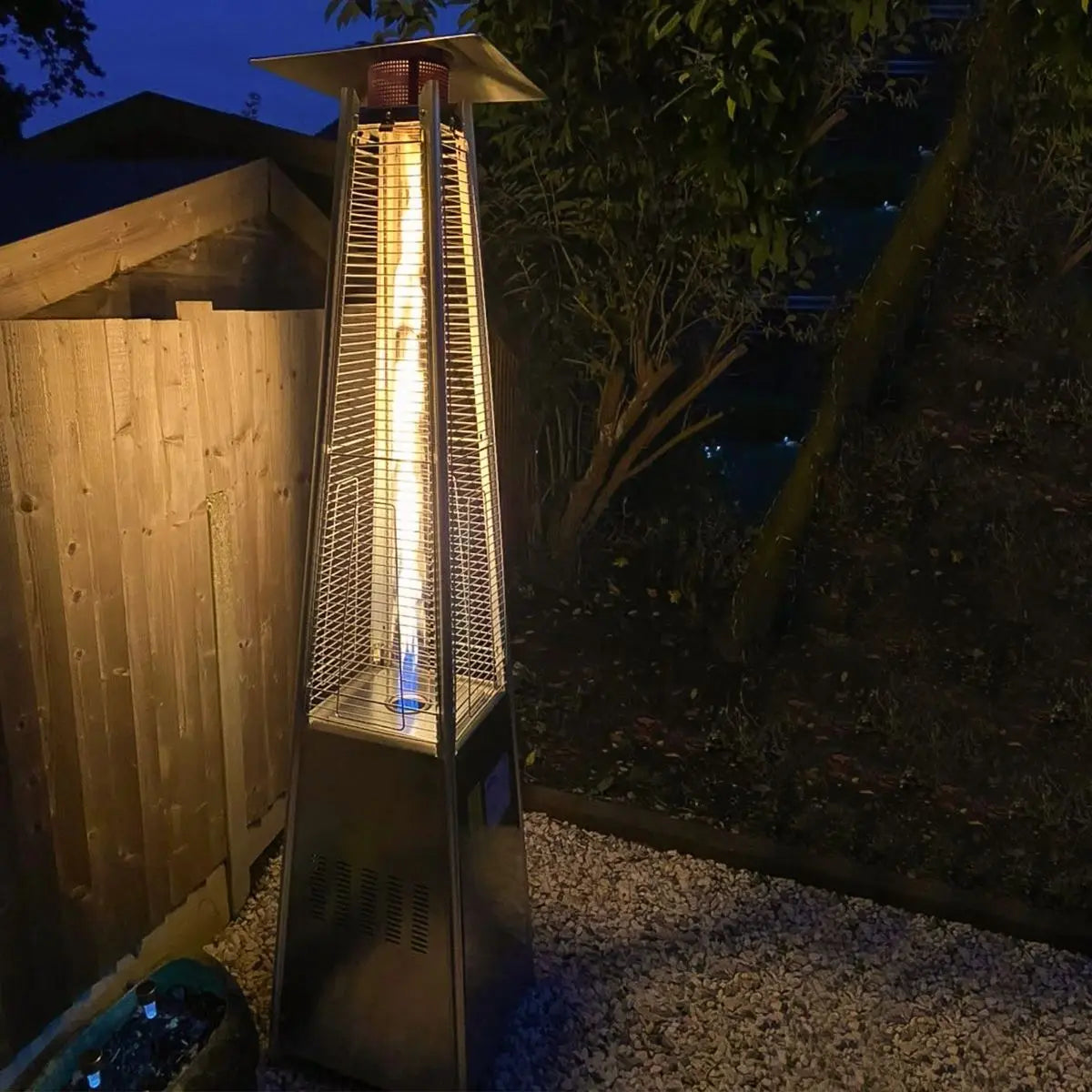 Dellonda 13kW Pyramid Gas Patio Heater 13kW Commercial/Garden Use - Stainless Steel  White Rose Tools