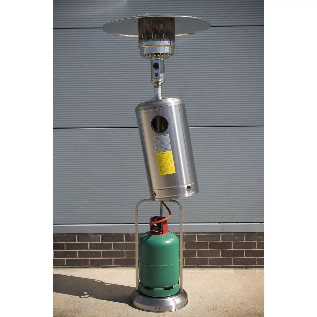 Dellonda 13kW Stainless Steel Commercial Gas Outdoor Garden Patio Heater, Wheels  White Rose Tools