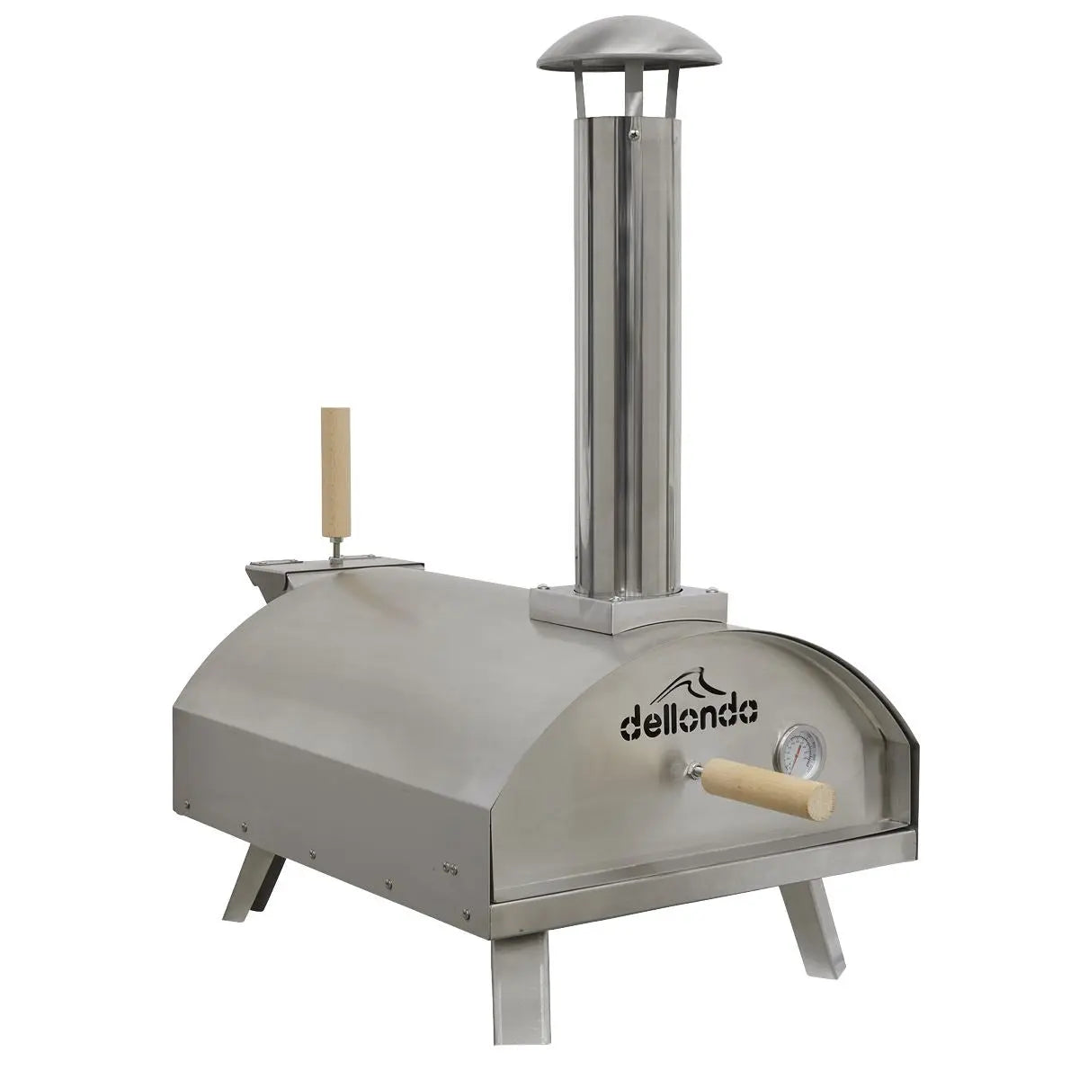 Dellonda 14" Portable Wood-Fired Pizza & Smoking Oven - Stainless Steel  White Rose Tools