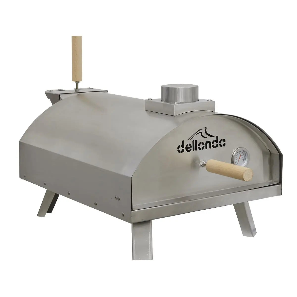 Dellonda 14" Portable Wood-Fired Pizza & Smoking Oven - Stainless Steel  White Rose Tools