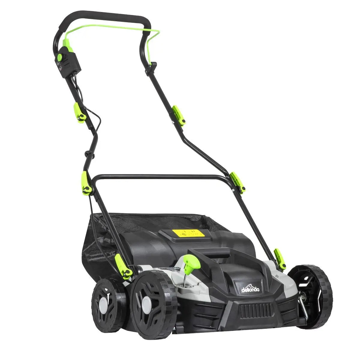 Dellonda 1500W Electric 2-in-1 Scarifier with 5-Heights, 36cm Cutting Diameter, 45L Grass Collection Bag, 10m Mains Cable, Hand Push  White Rose Tools