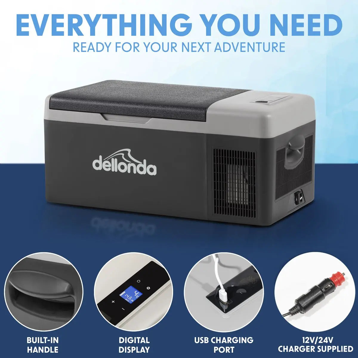Dellonda 15L Portable Compressor Car Fridge Electric Camping Cool Box 12/24V  White Rose Tools
