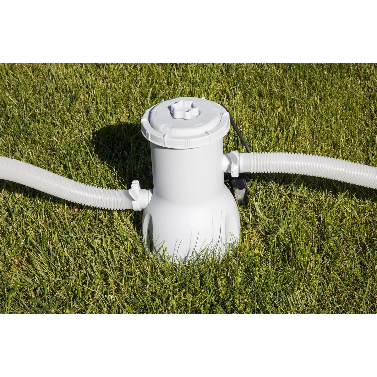 Dellonda 15ft Round Garden Kids Paddling Swimming Pool & Pump Grey Rattan  White Rose Tools