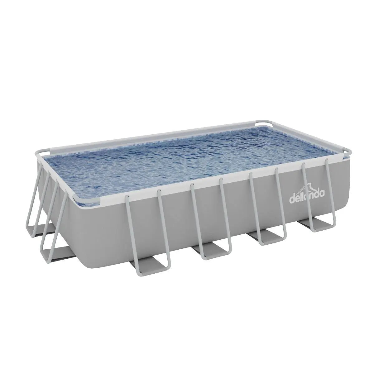 Dellonda 18ft Deluxe Steel Frame Swimming Pool, Rectangular with Filter Pump  White Rose Tools