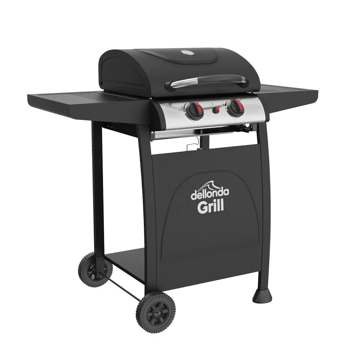 Dellonda 2 Burner Gas BBQ Grill with Ignition & Thermometer - Black/Stainless Steel  White Rose Tools