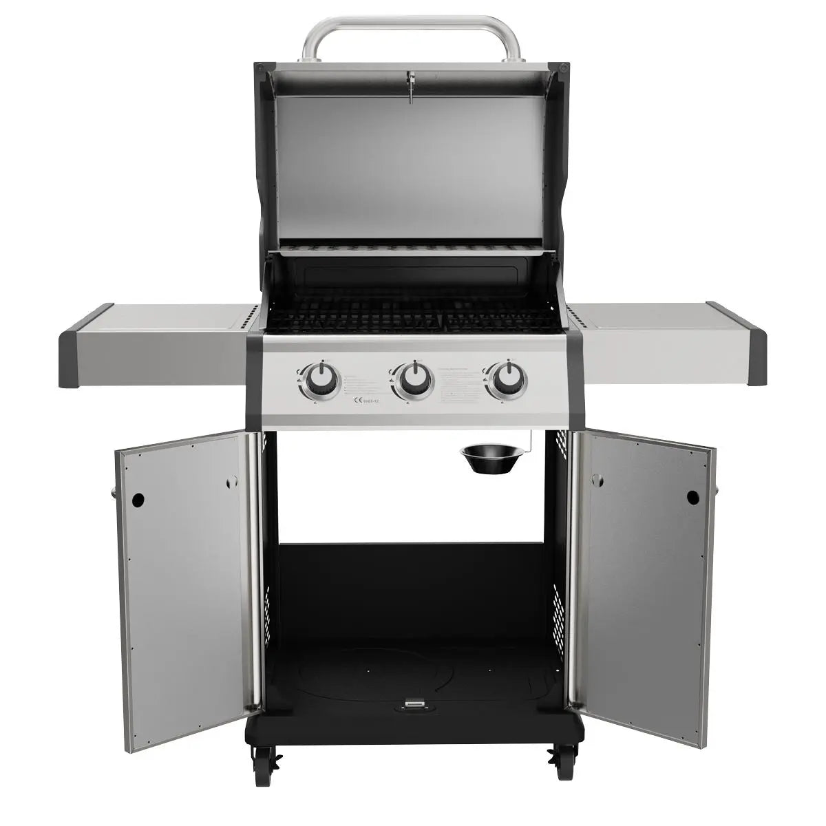 Dellonda 3 Burner Deluxe Gas BBQ Grill with Piezo Ignition & Wheels - Stainless Steel  White Rose Tools