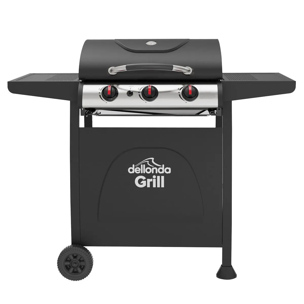 Dellonda 3 Burner Gas BBQ Grill, Ignition, Thermometer, Black/Stainless Steel  White Rose Tools