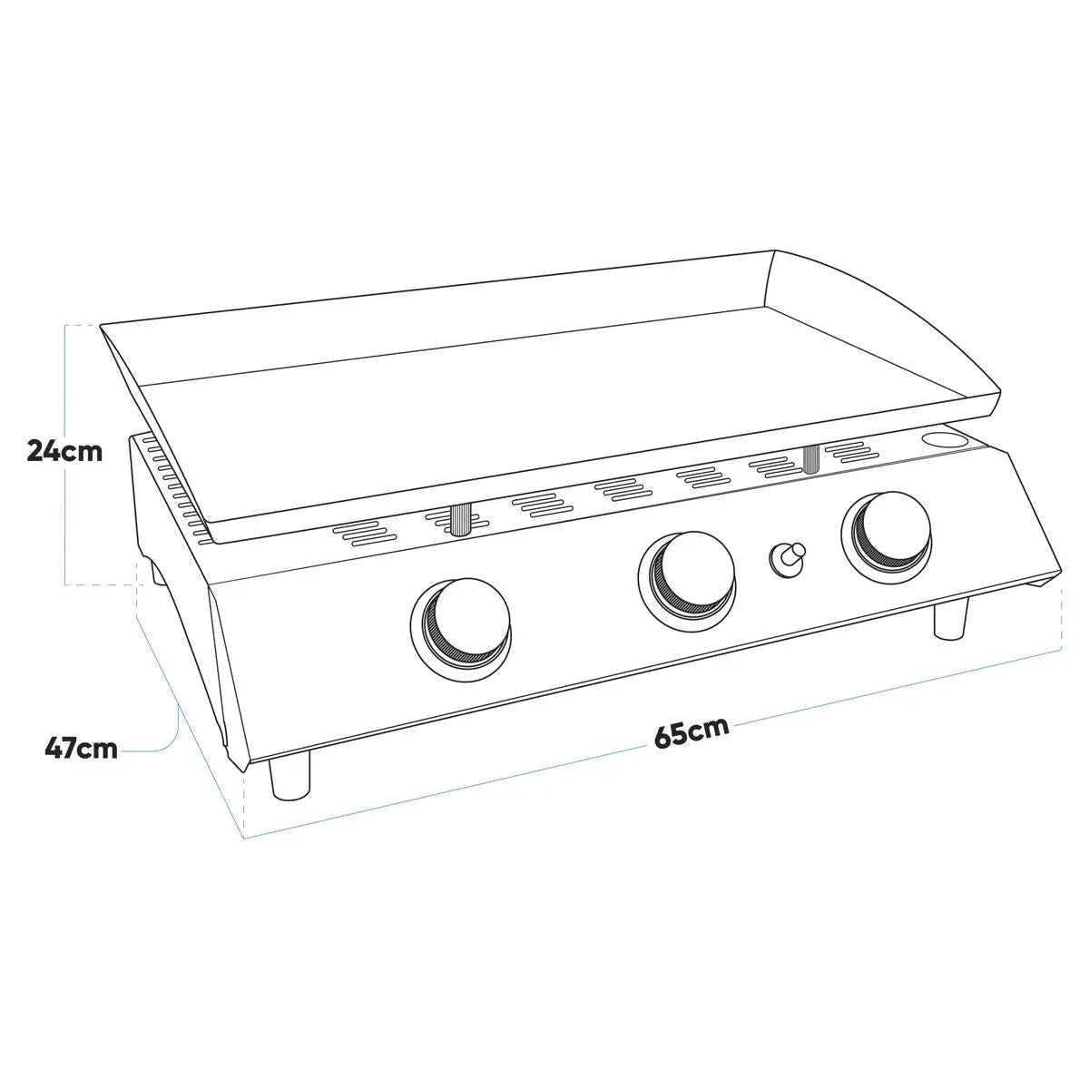 Dellonda 3 Burner Portable Gas Plancha  White Rose Tools