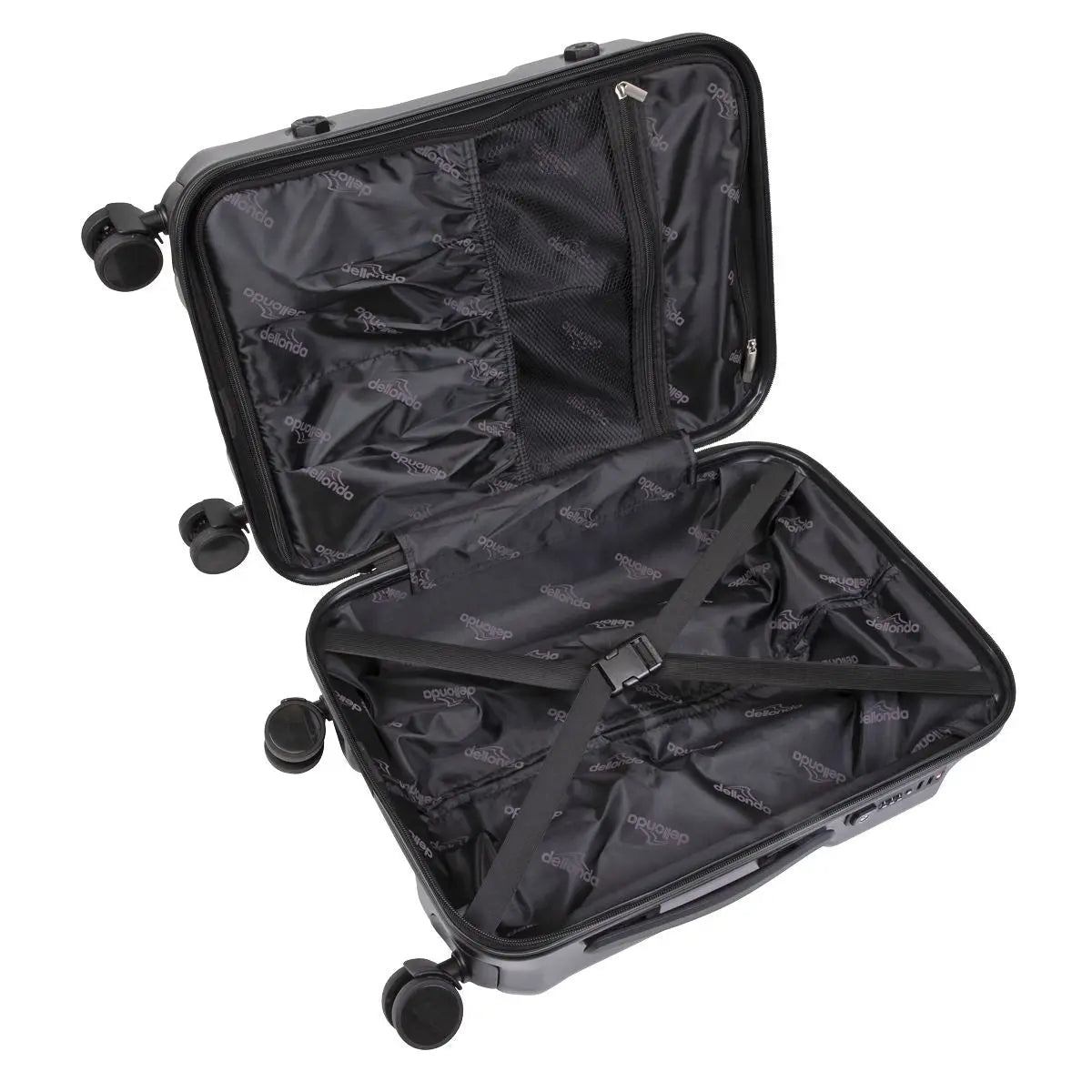 Dellonda 3-Piece Lightweight ABS Luggage Set  - 20", 24", 28" - Black - DL10  White Rose Tools