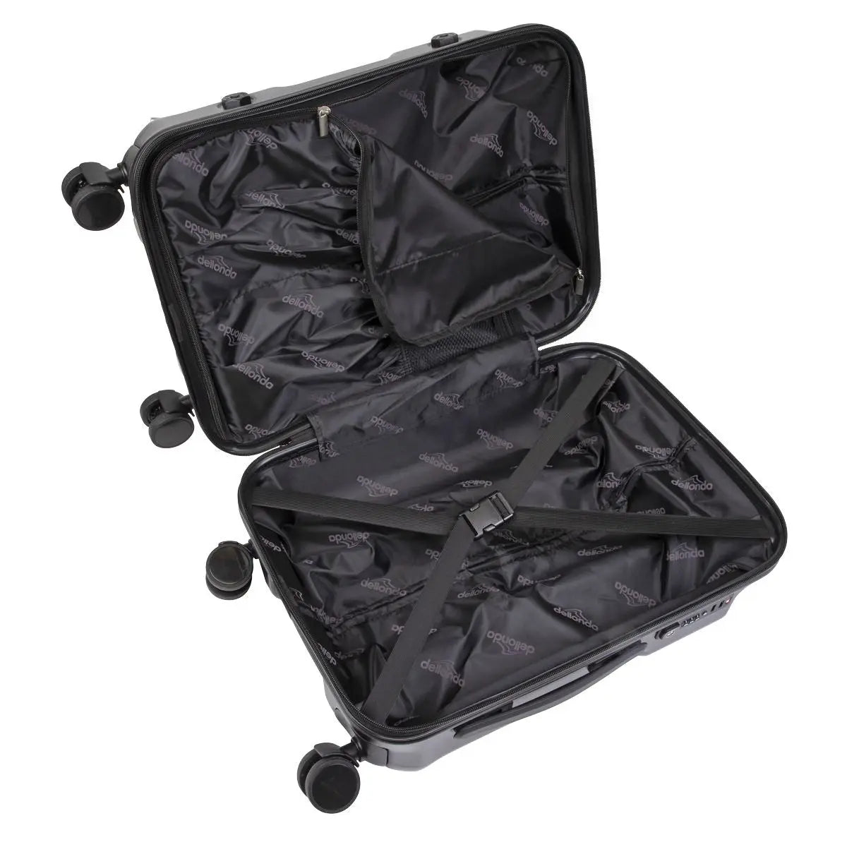 Dellonda 3-Piece Lightweight ABS Luggage Set  - 20", 24", 28" - Black - DL10  White Rose Tools
