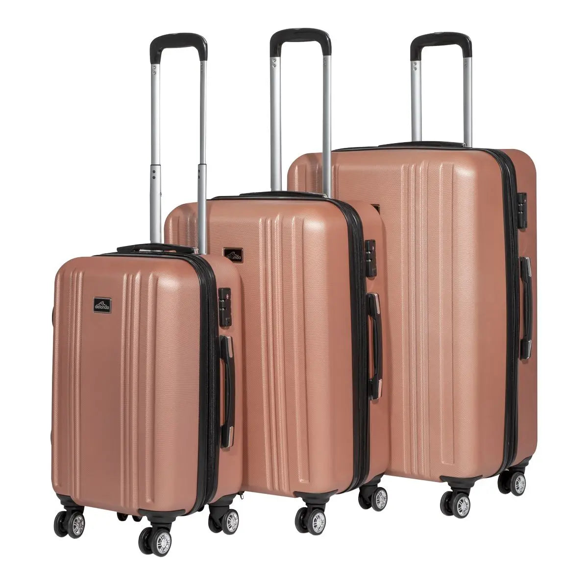 Dellonda 3-Piece Lightweight ABS Luggage Set with Integrated TSA Approved Combination Lock - Rose Gold - DL125  White Rose Tools