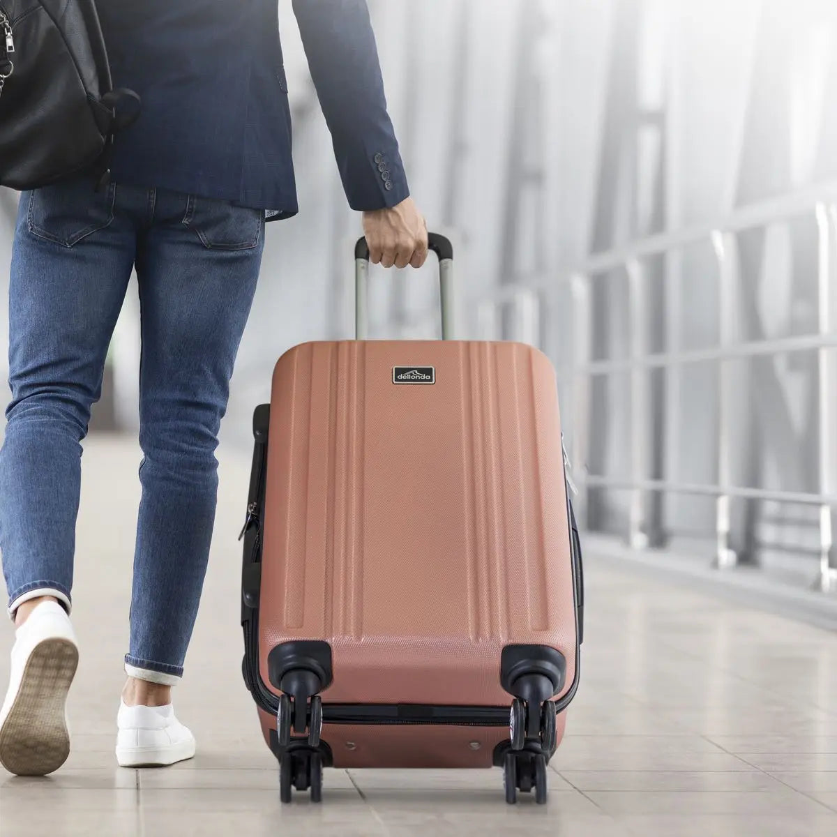 Dellonda 3-Piece Lightweight ABS Luggage Set with Integrated TSA Approved Combination Lock - Rose Gold - DL125  White Rose Tools