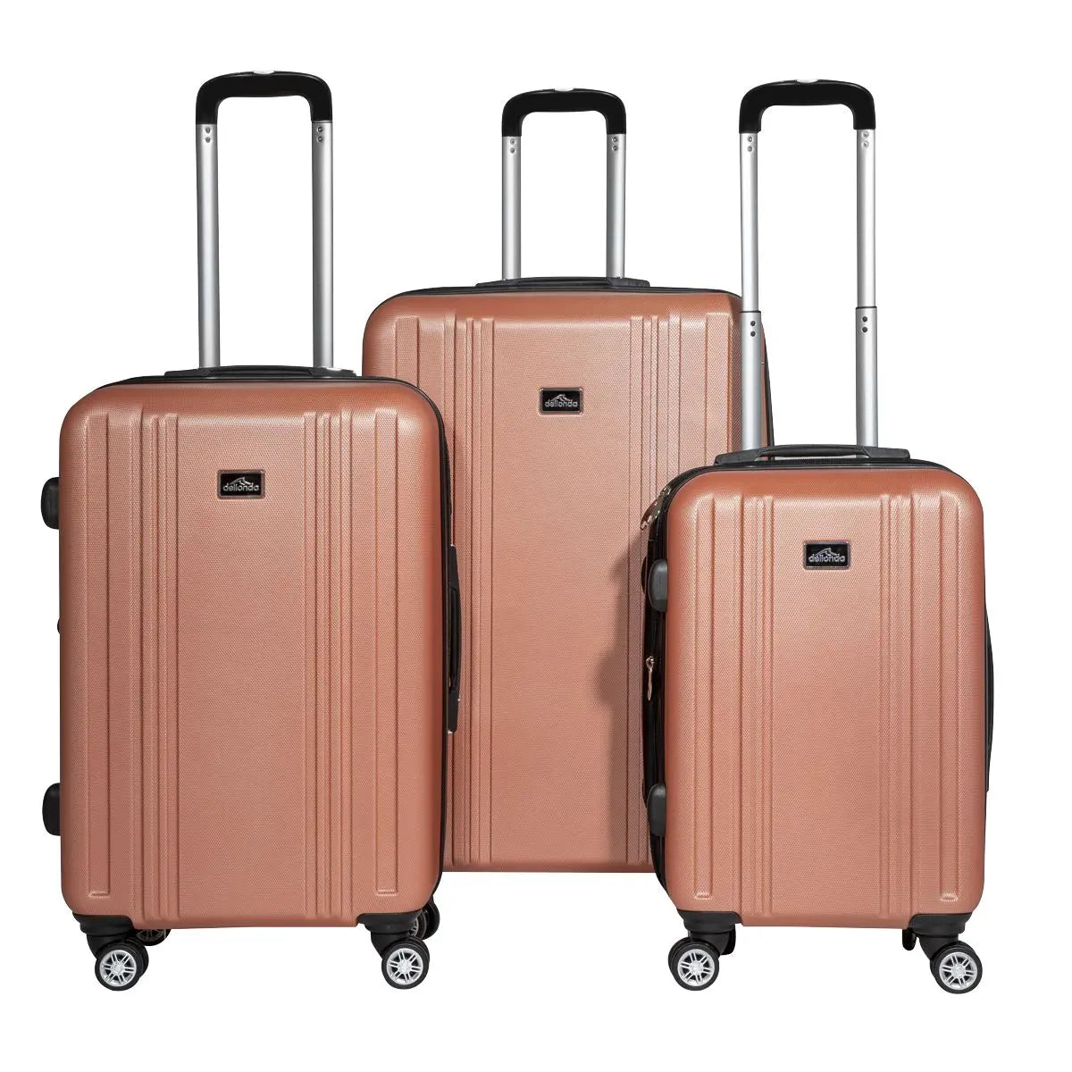 Dellonda 3-Piece Lightweight ABS Luggage Set with Integrated TSA Approved Combination Lock - Rose Gold - DL125  White Rose Tools