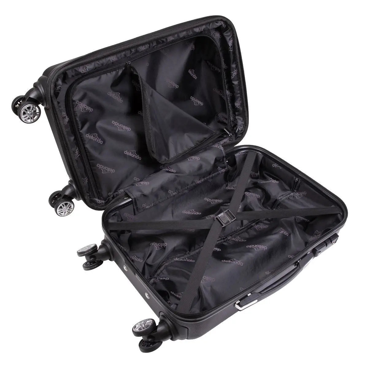 Dellonda 3-Piece Lightweight Luggage Suitcase Trolley Set ABS TSA Lock Black  White Rose Tools