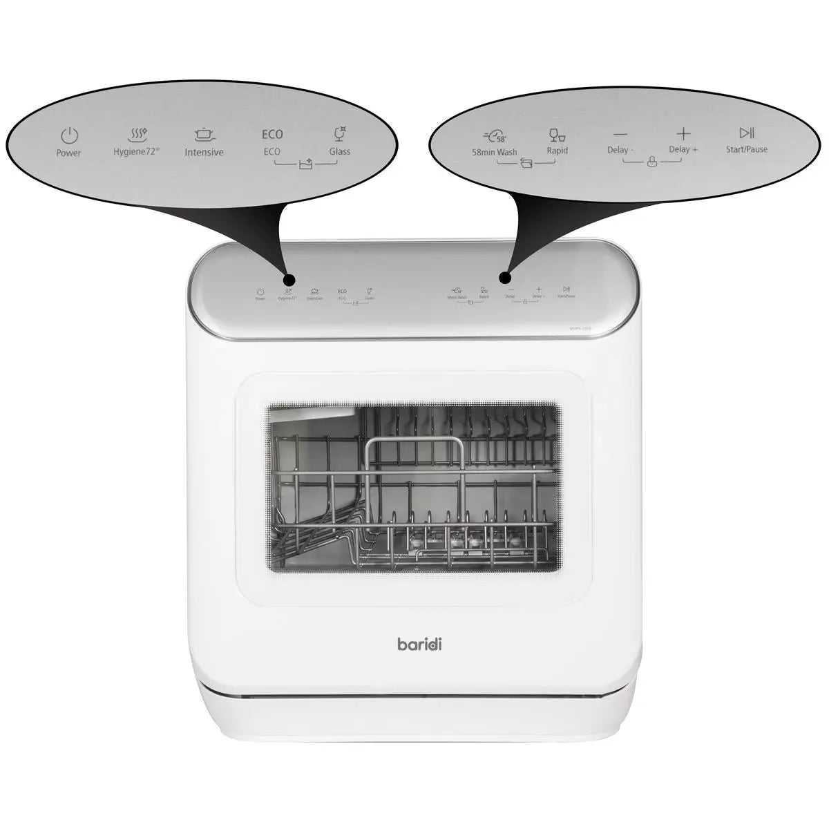 Dellonda 3 Place Settings Mini Portable Tabletop Dishwasher with 7 Wash Functions  White Rose Tools