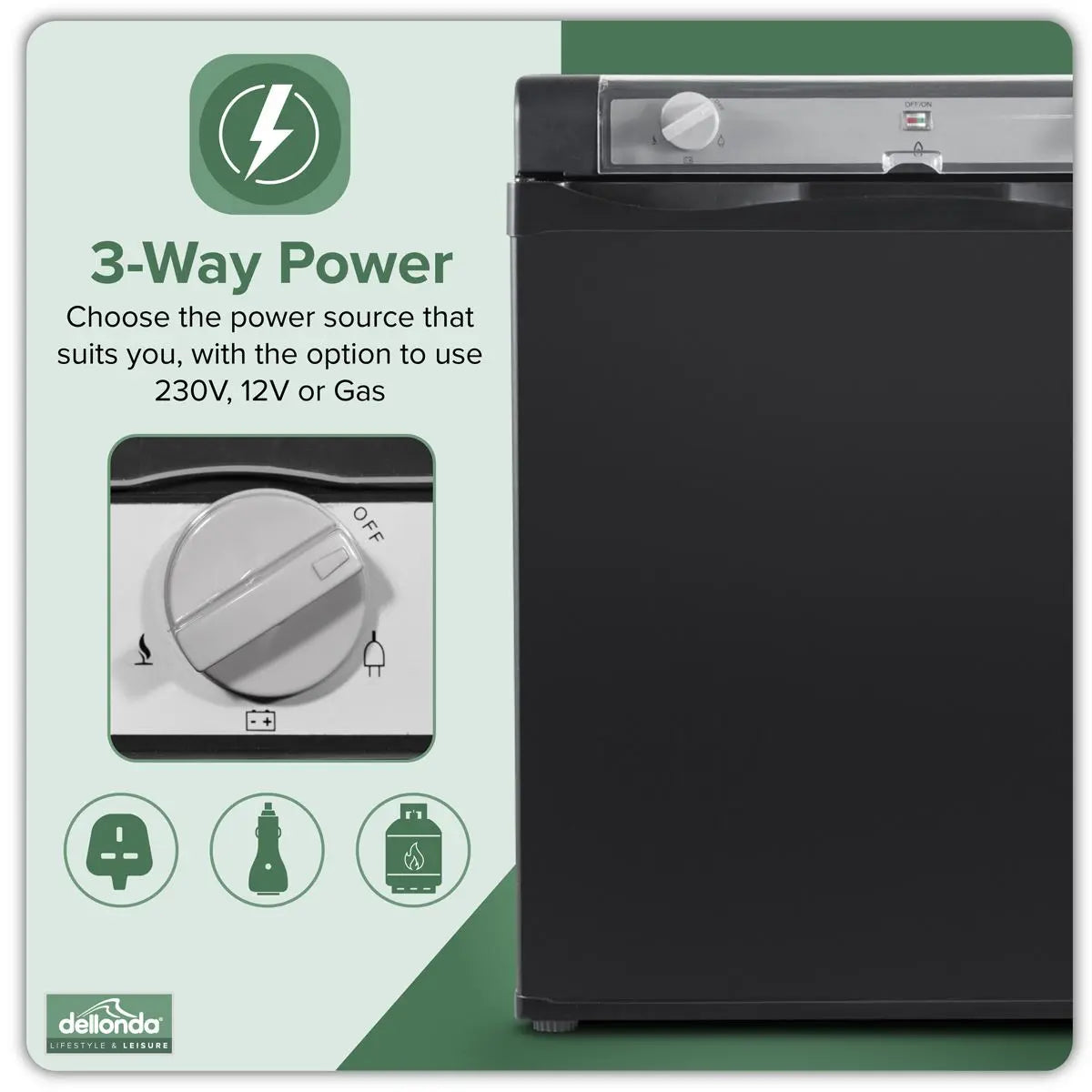 Dellonda 3-Way Fridge 40L  White Rose Tools