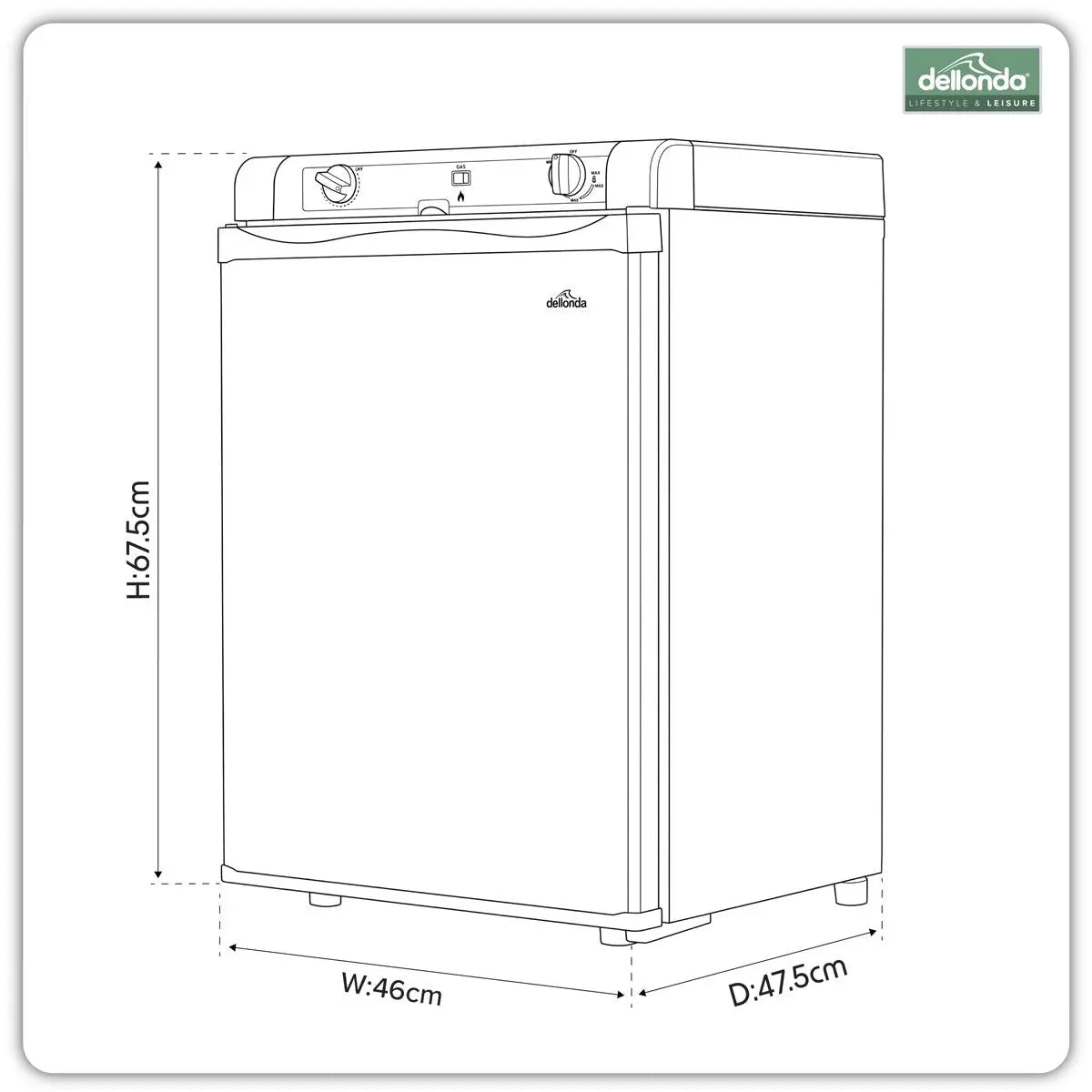 Dellonda 3-Way Fridge 60L  White Rose Tools