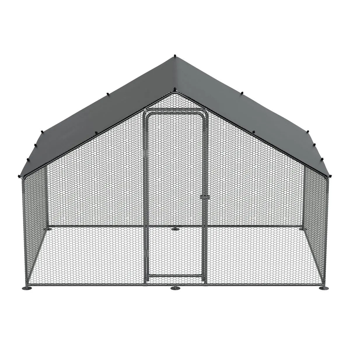 Dellonda 3 x 2 x 2m Walk-In Chicken Run, Galvanized Steel, Roof Cover, PVC Coated Chicken Wire  White Rose Tools