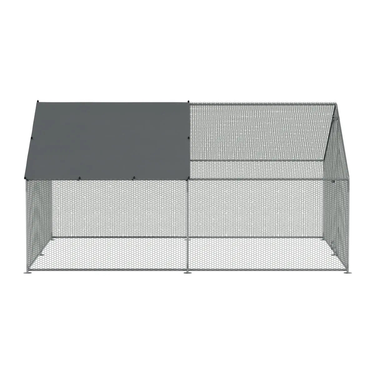 Dellonda 3 x 4 x 2m Walk-In Chicken Run, Galvanized Steel, Roof Cover, PVC Coated Chicken Wire  White Rose Tools