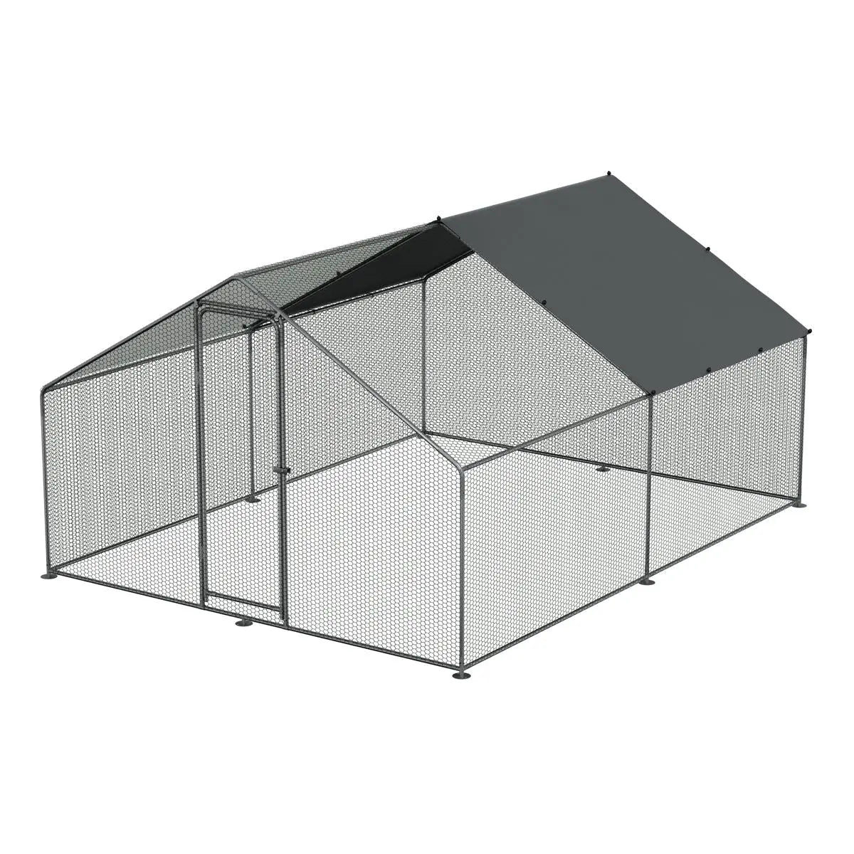 Dellonda 3 x 4 x 2m Walk-In Chicken Run, Galvanized Steel, Roof Cover, PVC Coated Chicken Wire  White Rose Tools