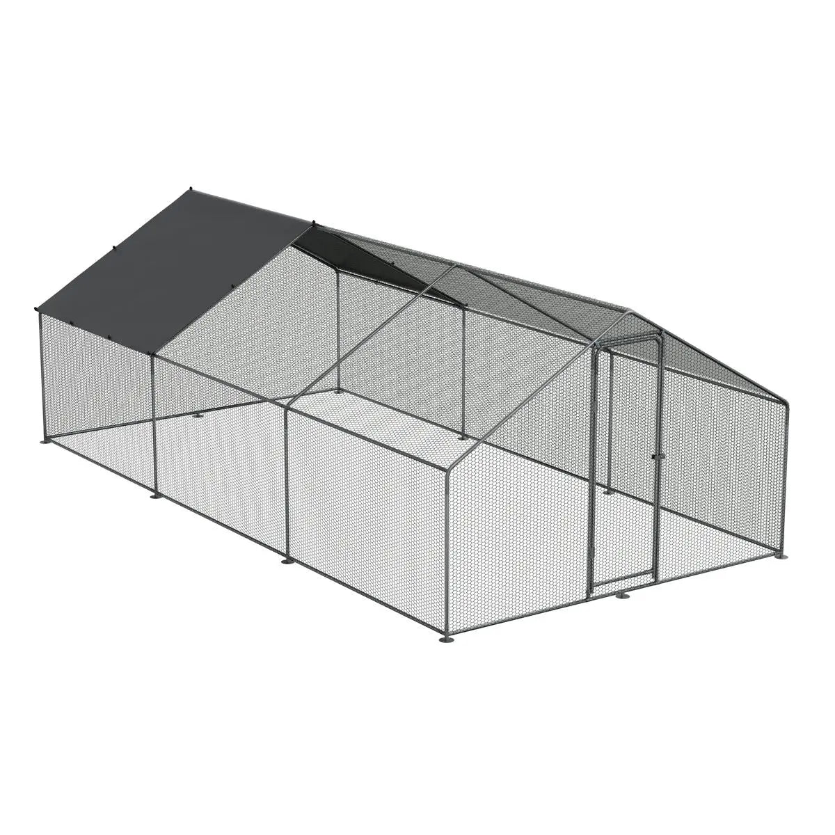Dellonda 3 x 6 x 2m Walk-In Chicken Run, Galvanized Steel, Roof Cover, PVC Coated Chicken Wire  White Rose Tools