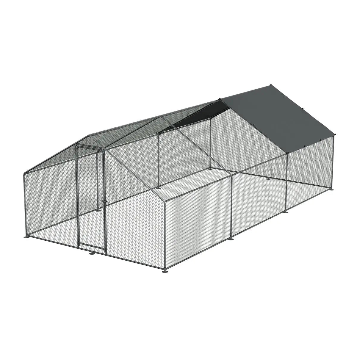 Dellonda 3 x 6 x 2m Walk-In Chicken Run, Galvanized Steel, Roof Cover, PVC Coated Chicken Wire  White Rose Tools
