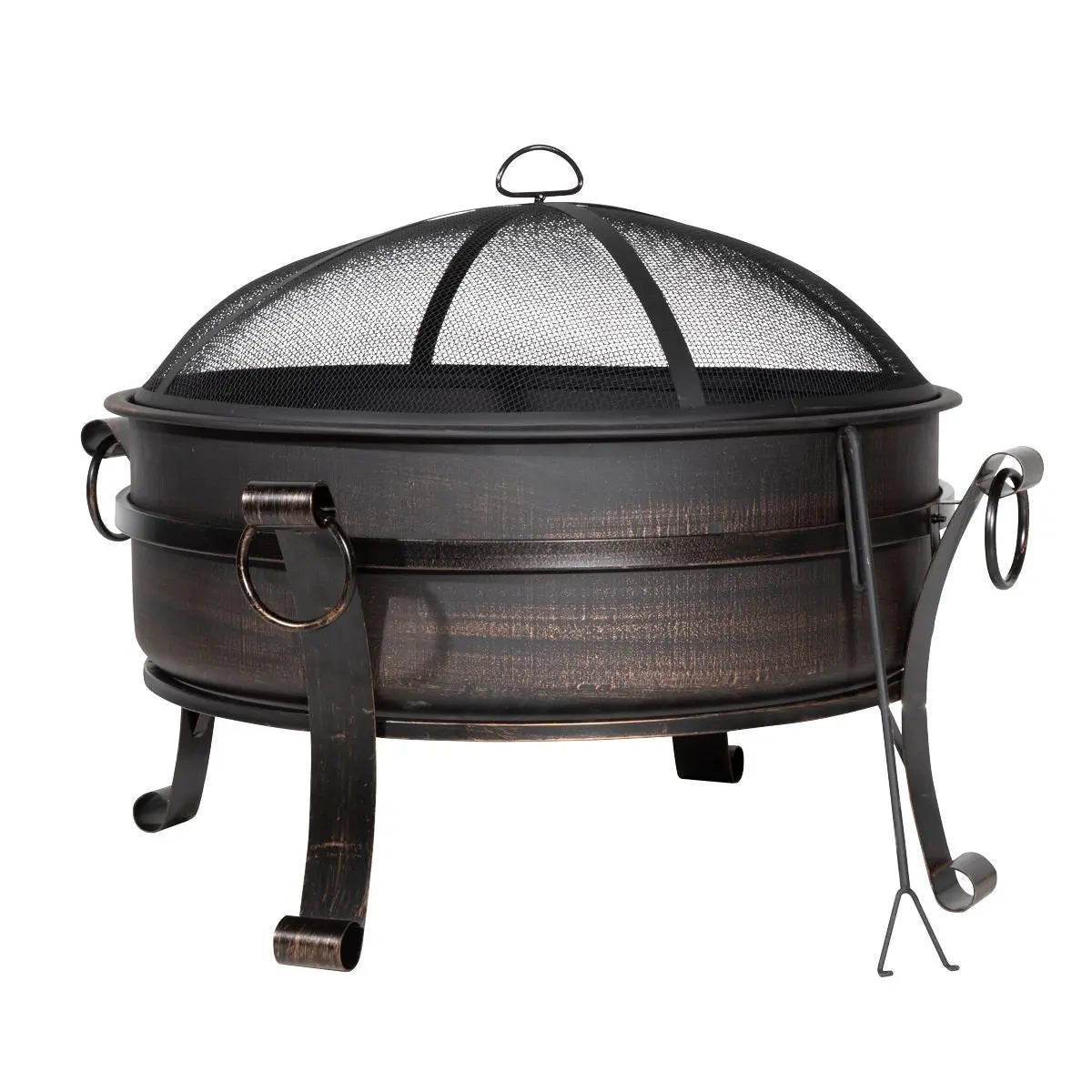 Dellonda 30" Deluxe 2-in-1 Outdoor Fire Pit & Coffee Table Antique Bronze Effect  White Rose Tools
