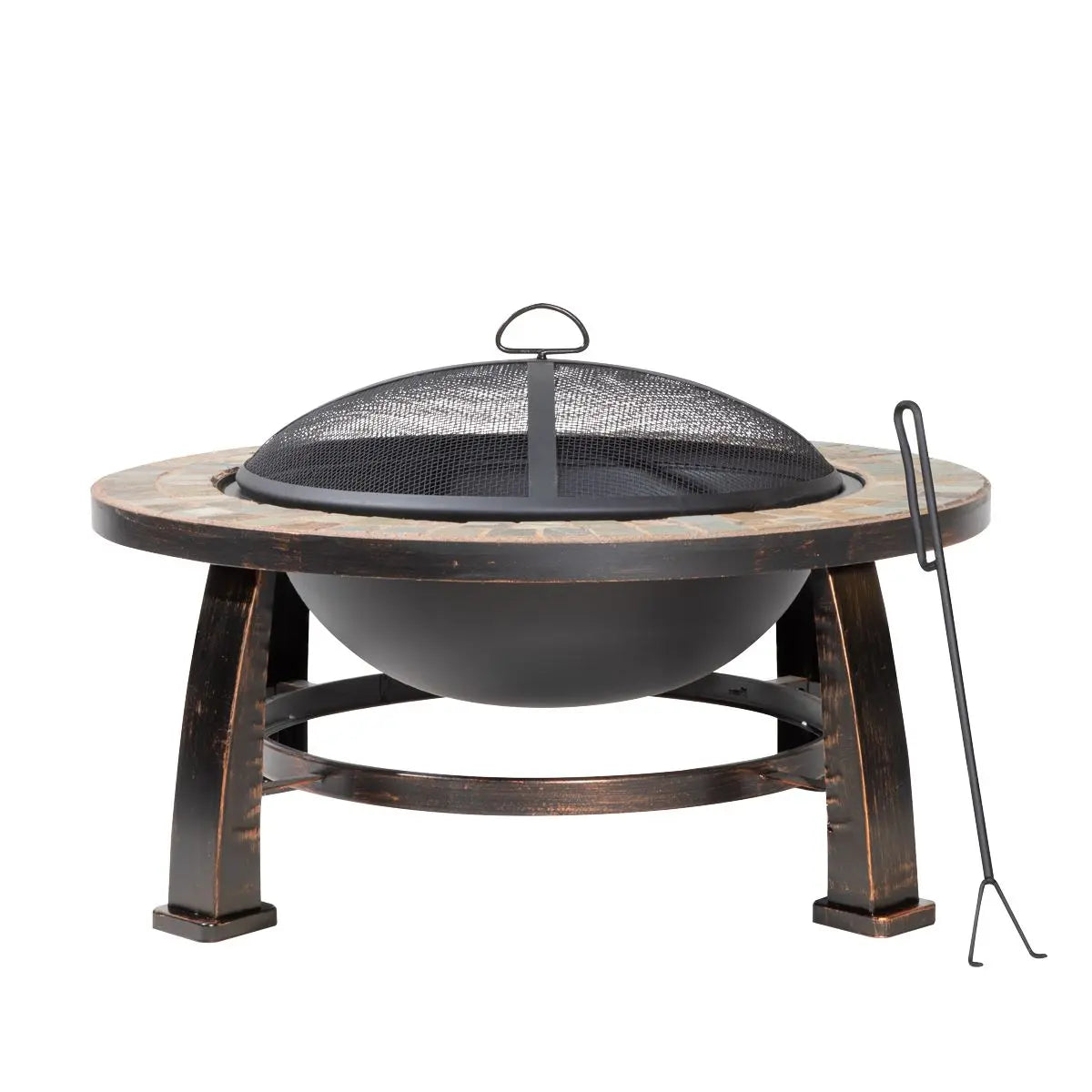Dellonda 30" Deluxe Traditional Style Fire Pit/Fireplace/Outdoor Heater - Slate  White Rose Tools