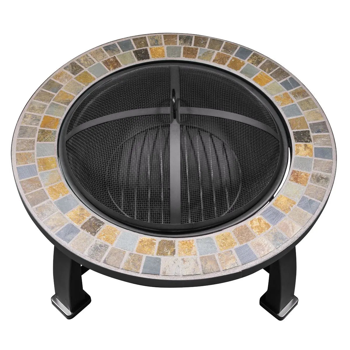 Dellonda 30" Deluxe Traditional Style Fire Pit/Fireplace/Outdoor Heater - Slate  White Rose Tools
