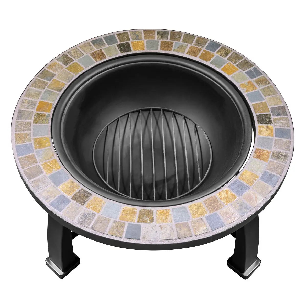 Dellonda 30" Deluxe Traditional Style Fire Pit/Fireplace/Outdoor Heater - Slate  White Rose Tools