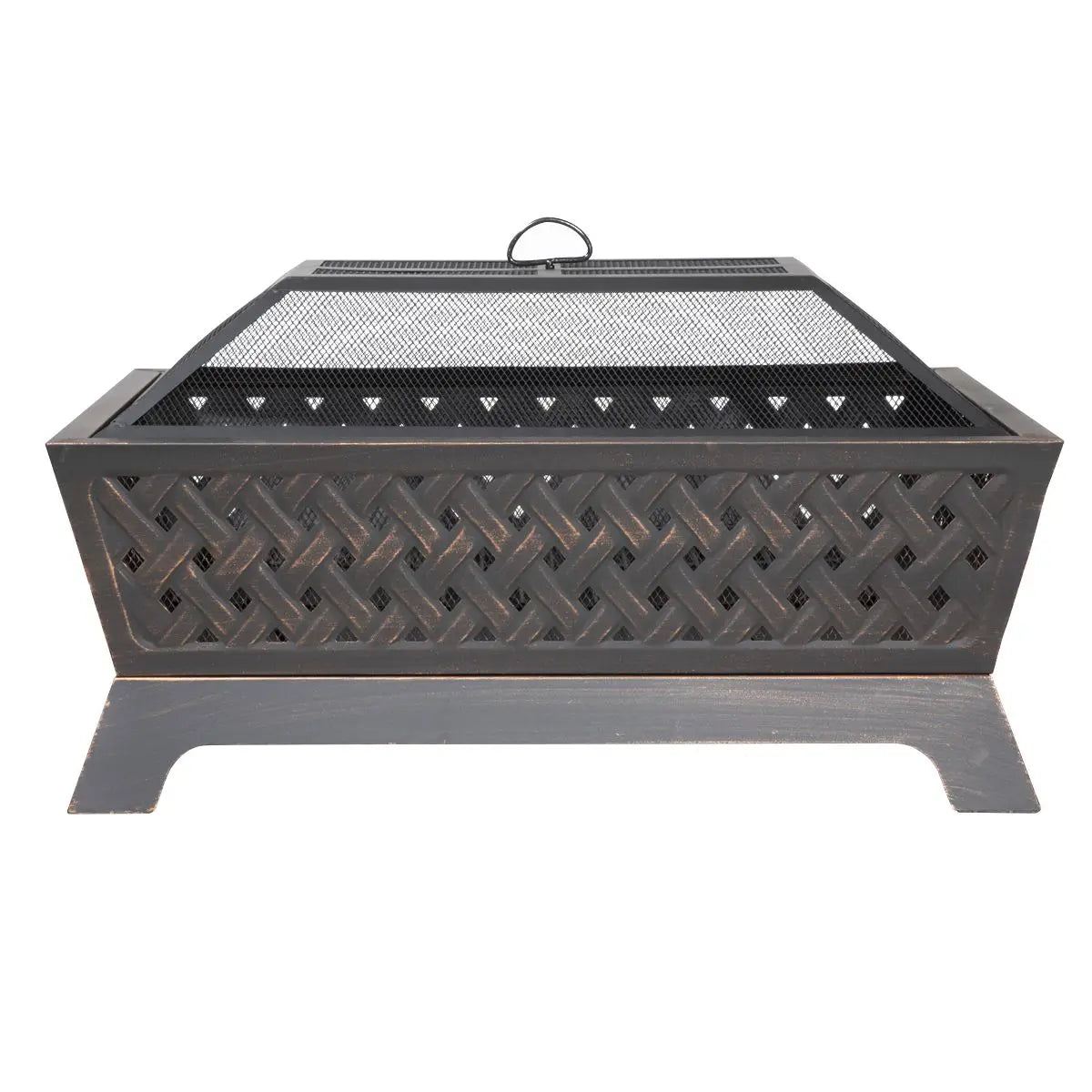 Dellonda 35" Rectangular Outdoor Fire Pit, Antique Bronze Effect  White Rose Tools