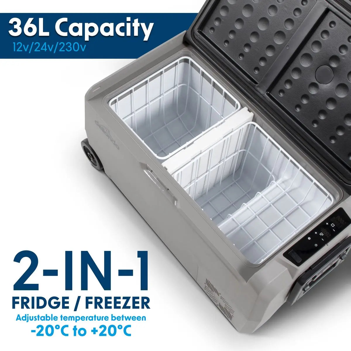 Dellonda 36L Portable Dual Zone Compressor Car Camping Fridge/Freezer 12/24V  White Rose Tools
