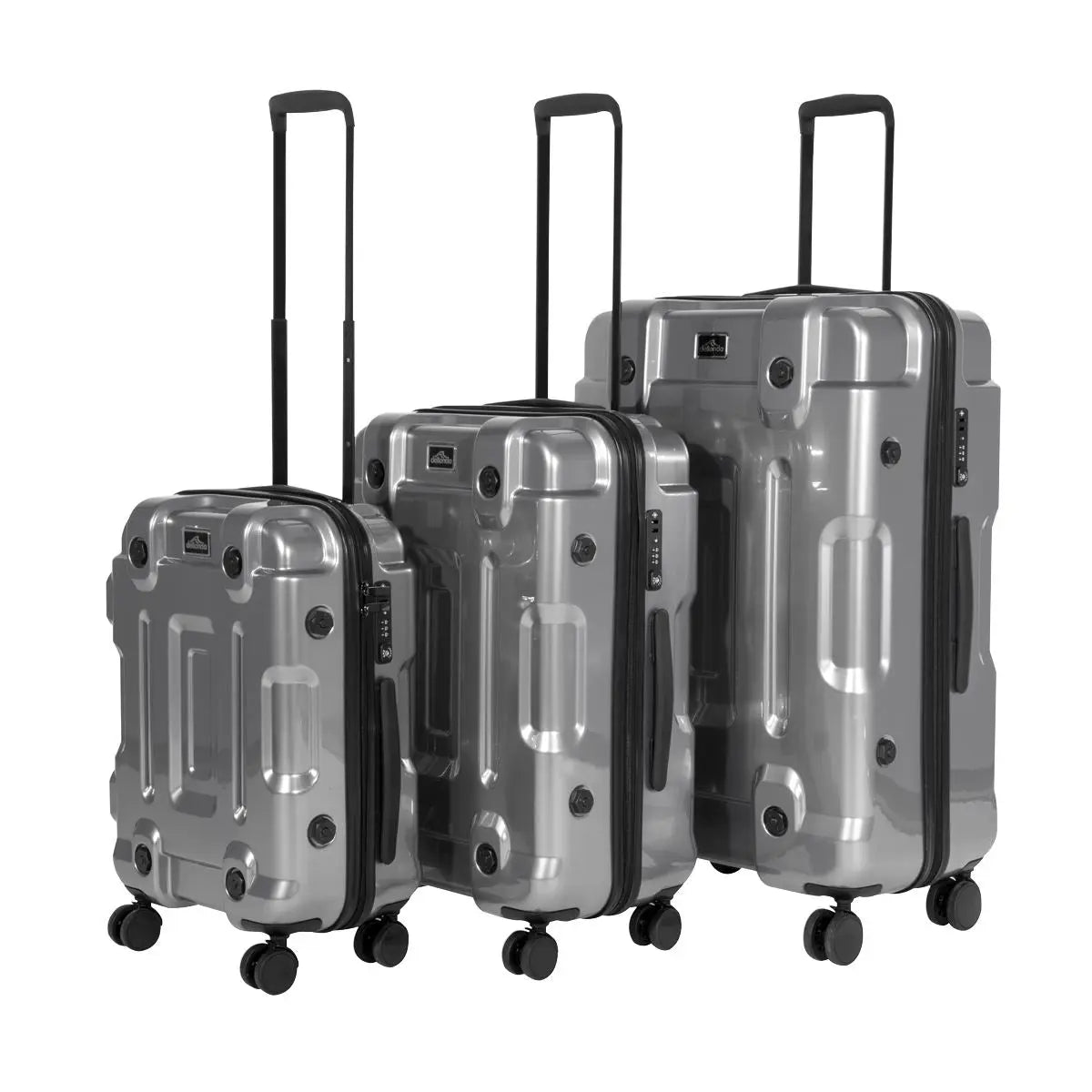 Dellonda 3pc Lightweight ABS Luggage Set  - 20", 24", 28" - Silver - DL9  White Rose Tools