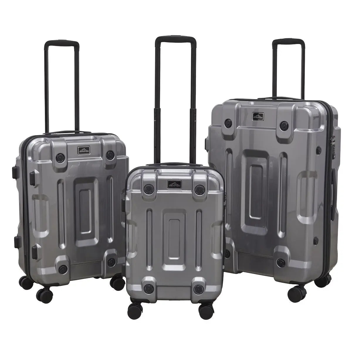 Dellonda 3pc Lightweight ABS Luggage Set  - 20", 24", 28" - Silver - DL9  White Rose Tools