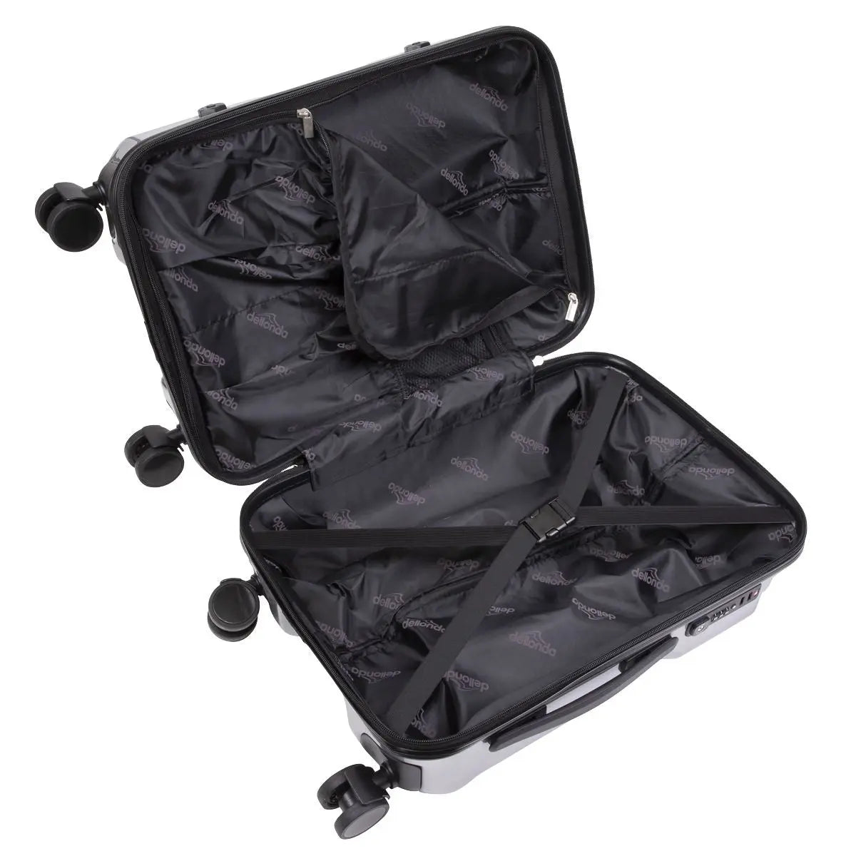 Dellonda 3pc Lightweight ABS Luggage Set  - 20", 24", 28" - Silver - DL9  White Rose Tools