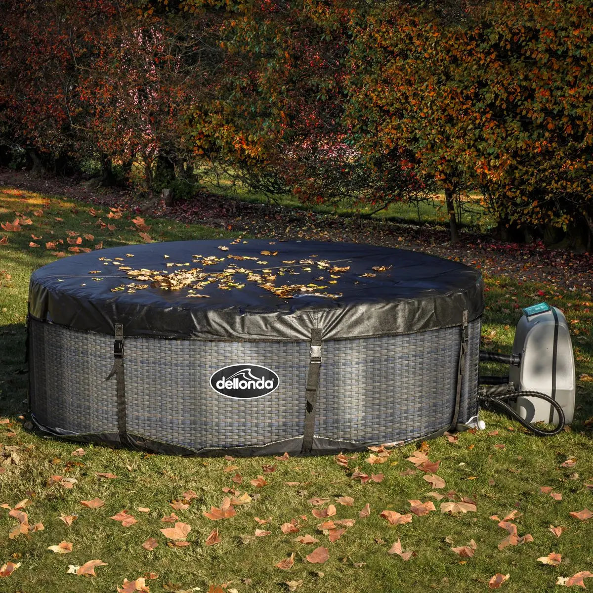 Dellonda 4-6 Person Inflatable Hot Tub Spa with Smart Pump - Rattan Effect  White Rose Tools