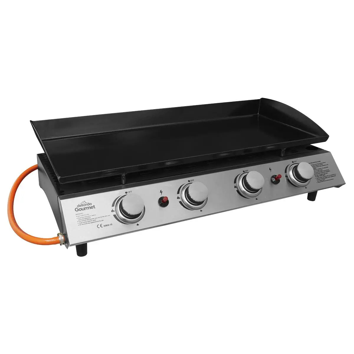 Dellonda 4 Burner Portable Gas Plancha 10kW BBQ Griddle, Stainless Steel  White Rose Tools