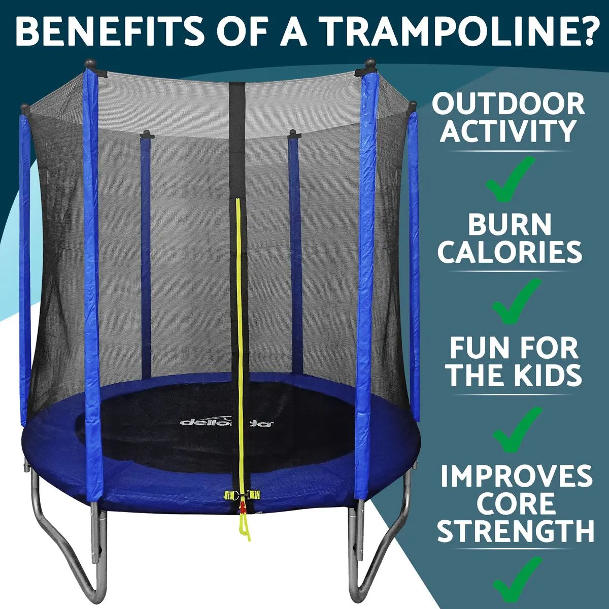 Dellonda 6ft Heavy Duty Outdoor Trampoline with Safety Enclosure Net  White Rose Tools