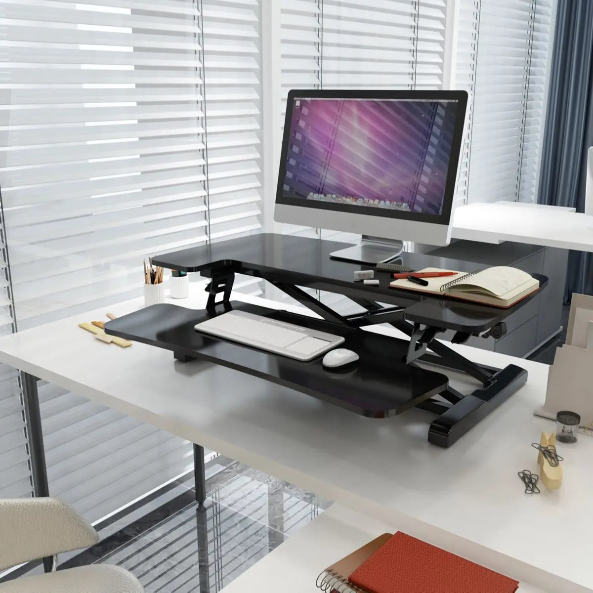 Dellonda 71cm Height Adjustable Standing Desk Converter, 50cm Max Height, 15kg Capacity - DH14  White Rose Tools
