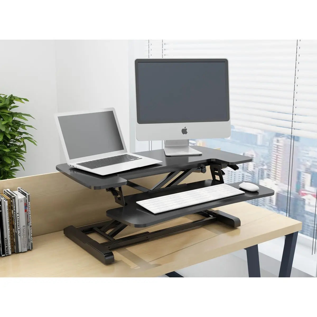Dellonda 71cm Height Adjustable Standing Desk Converter, 50cm Max Height, 15kg Capacity - DH14  White Rose Tools