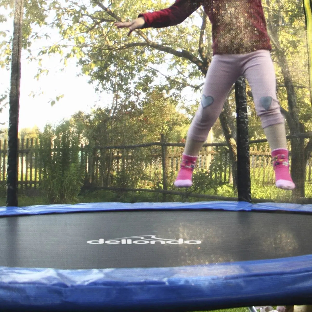 Dellonda 8ft Heavy-Duty Outdoor Trampoline with Safety Enclosure Net  White Rose Tools