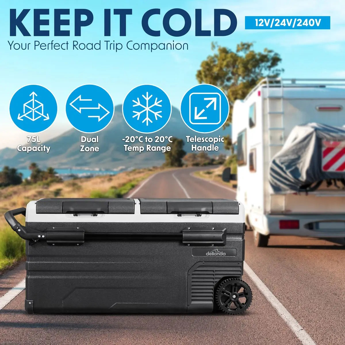 Dellonda 95L Portable Dual Zone Compressor Car Camping Fridge/Freezer 12/24V  White Rose Tools