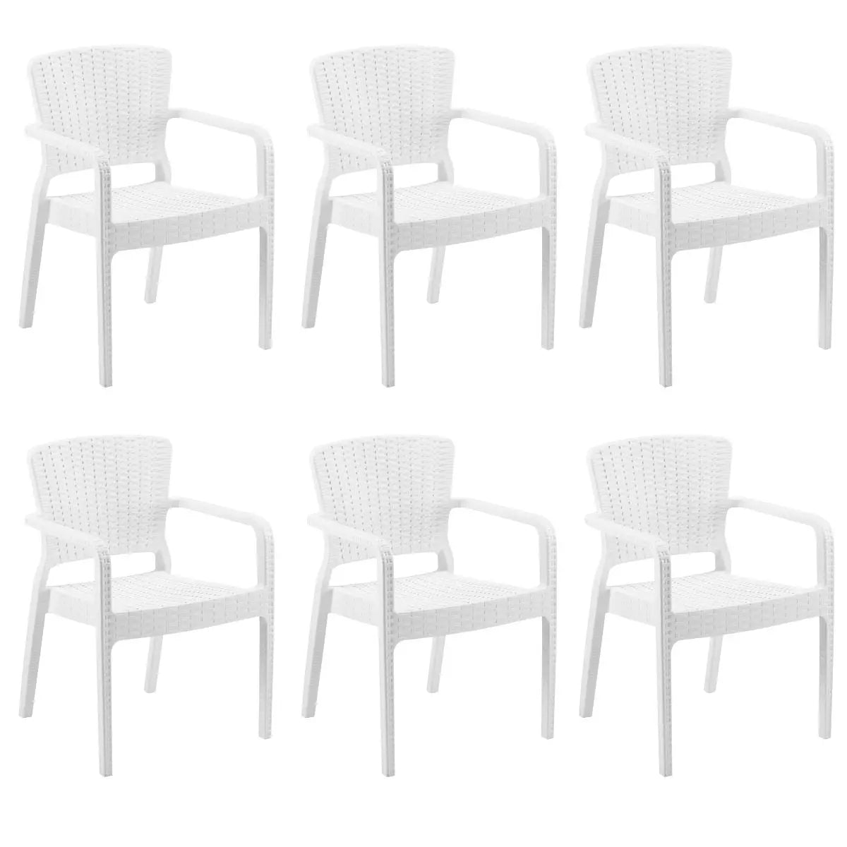 Dellonda Armchair Durable, Weather Resistant PP Body, Stackable x 6 - White  White Rose Tools