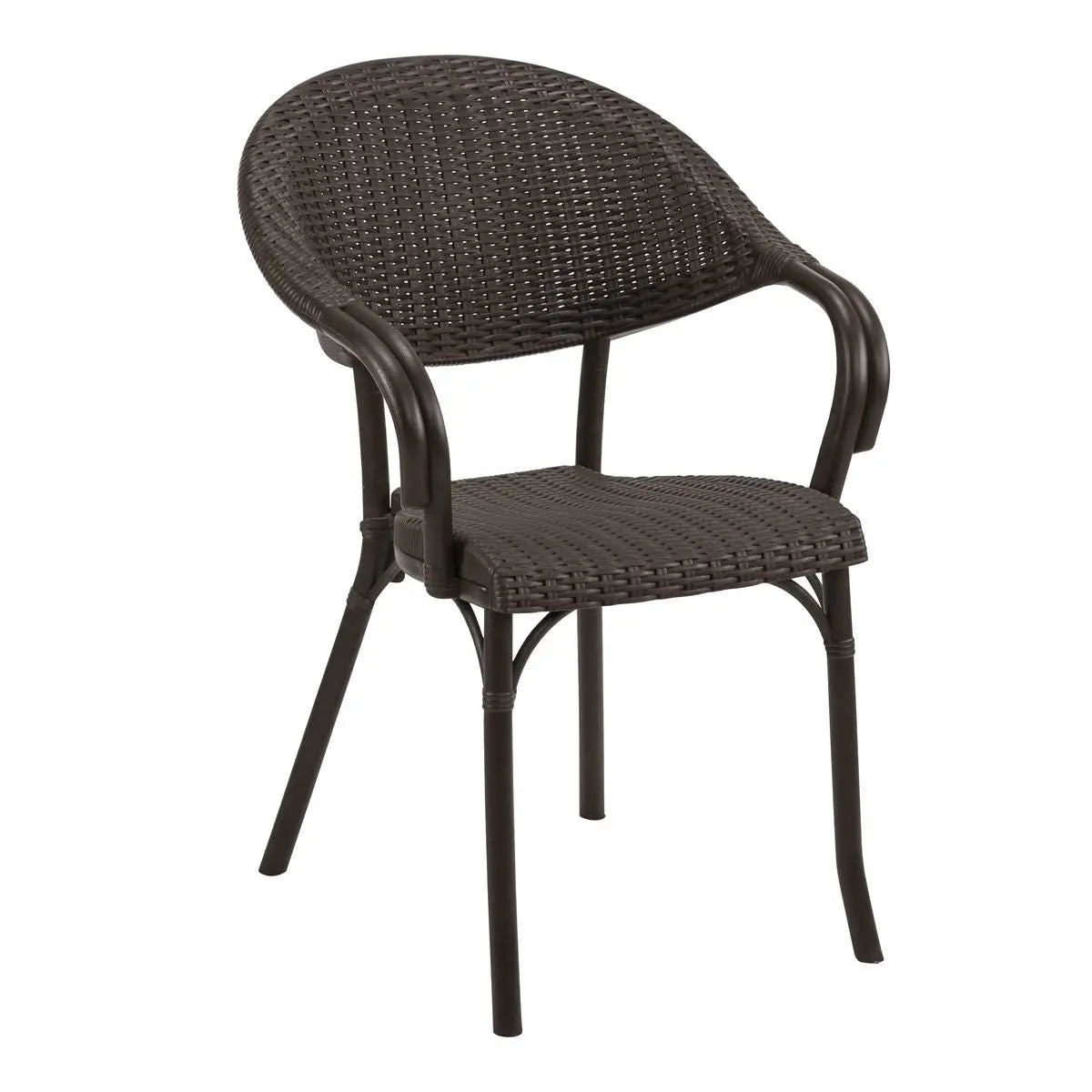 Dellonda Armchair Weather Resistant PP Body Stackable x 6, Dark Wood  White Rose Tools