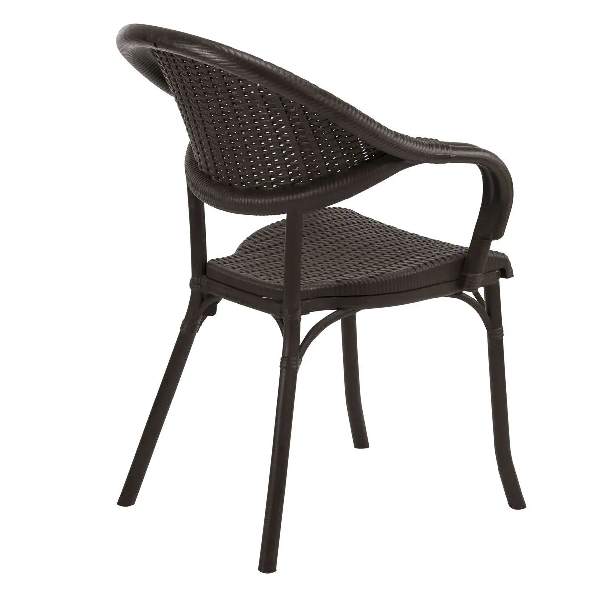 Dellonda Armchair Weather Resistant PP Body Stackable x 6, Dark Wood  White Rose Tools