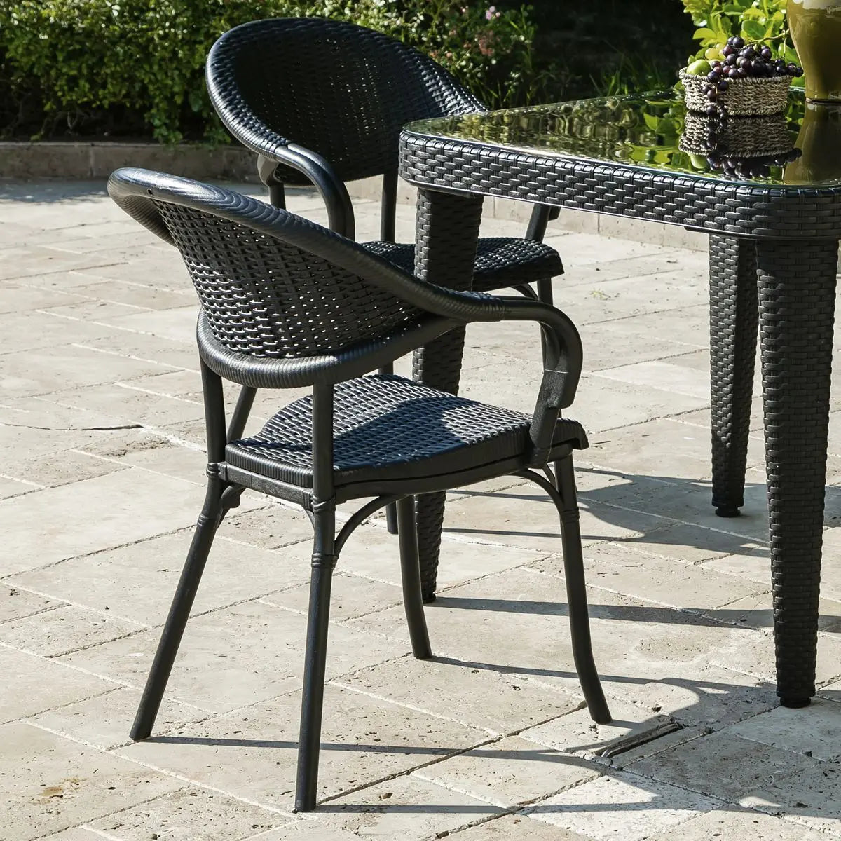 Dellonda Armchair Weather Resistant PP Body Stackable x 6, Dark Wood  White Rose Tools