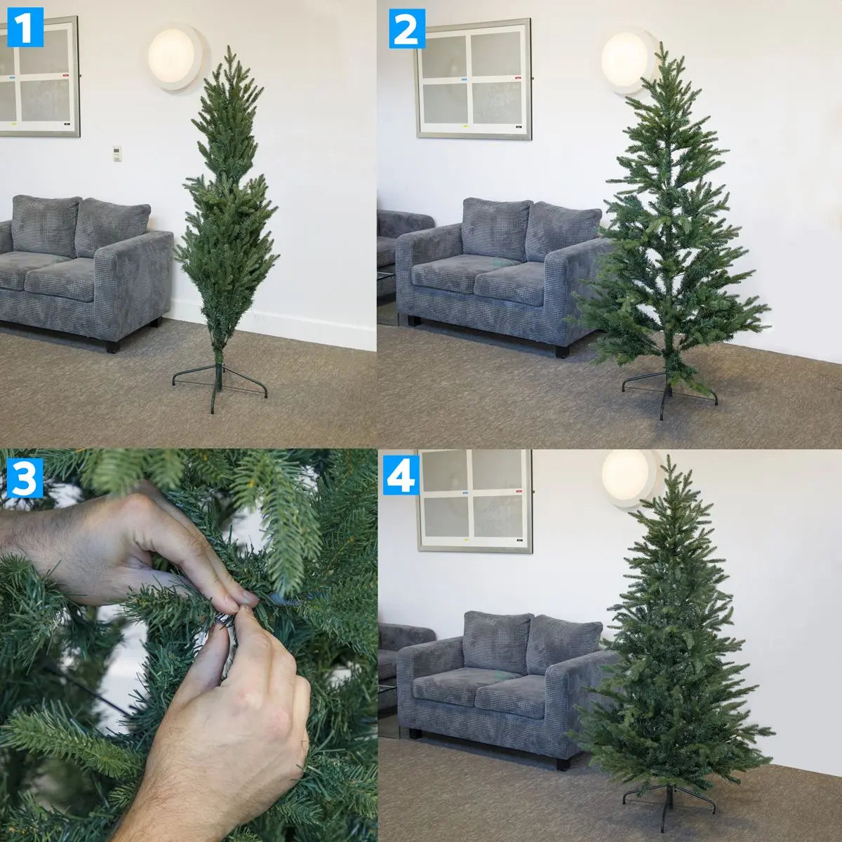 Dellonda Artificial 5ft/150cm Hinged Christmas Tree with 772 PE/PVC Mix Tips  White Rose Tools