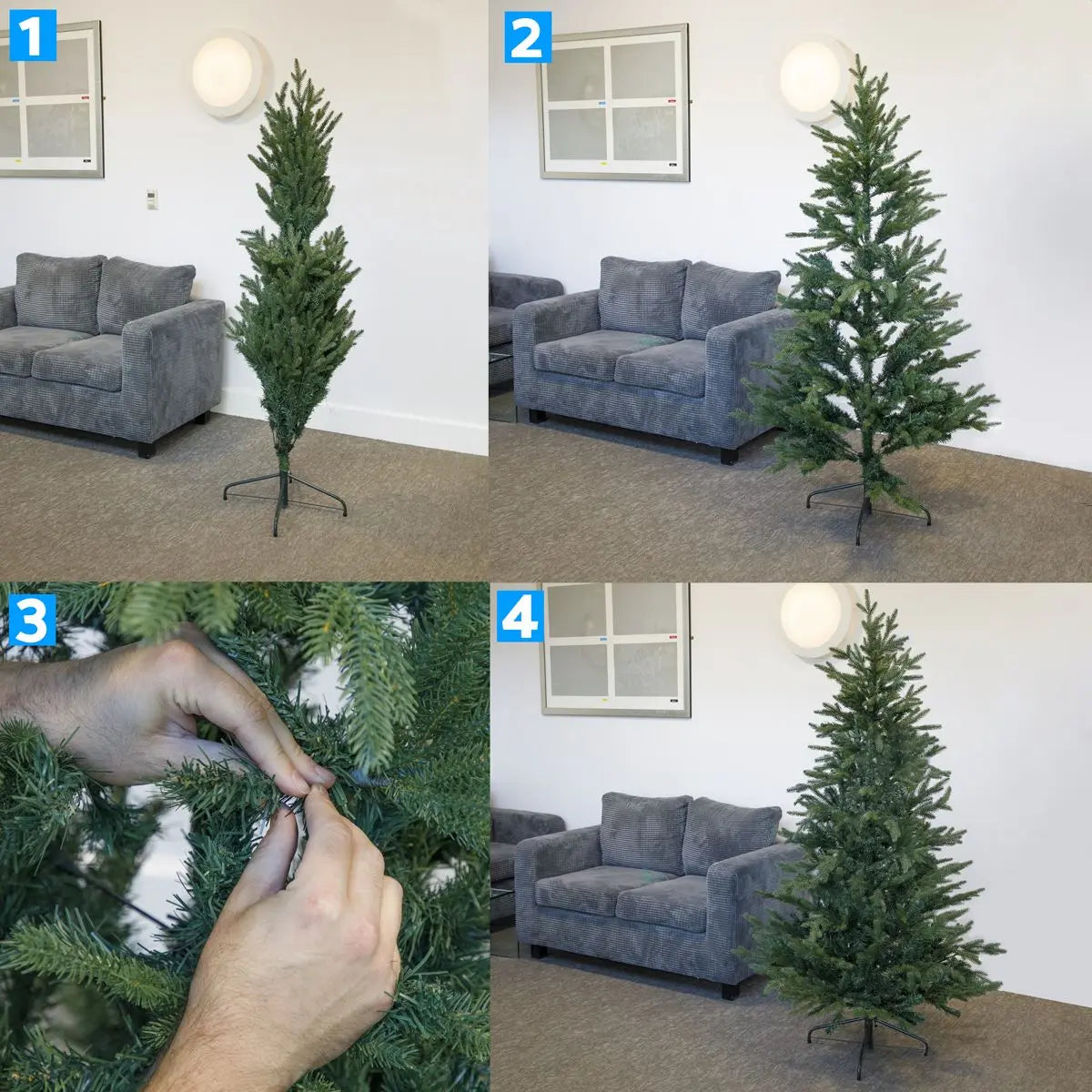 Dellonda Artificial 6ft/180cm Hinged Christmas Tree with 1000+ PE/PVC Tips  White Rose Tools