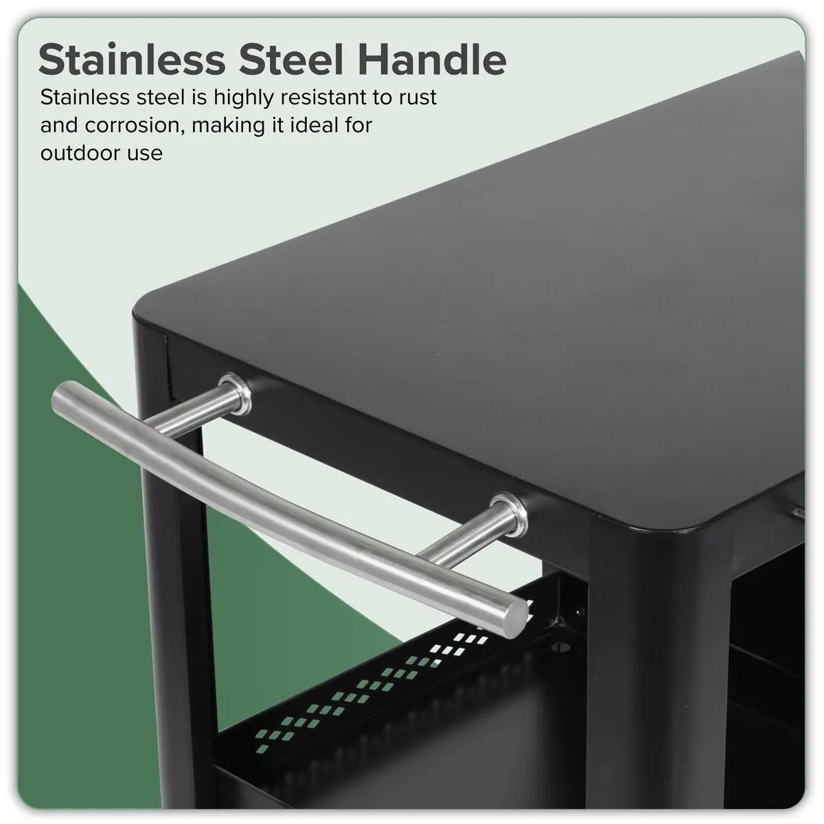 Dellonda BBQ/Plancha Workstation Trolley with Cupboard, Extension Table & Utensil Hooks, Black  White Rose Tools