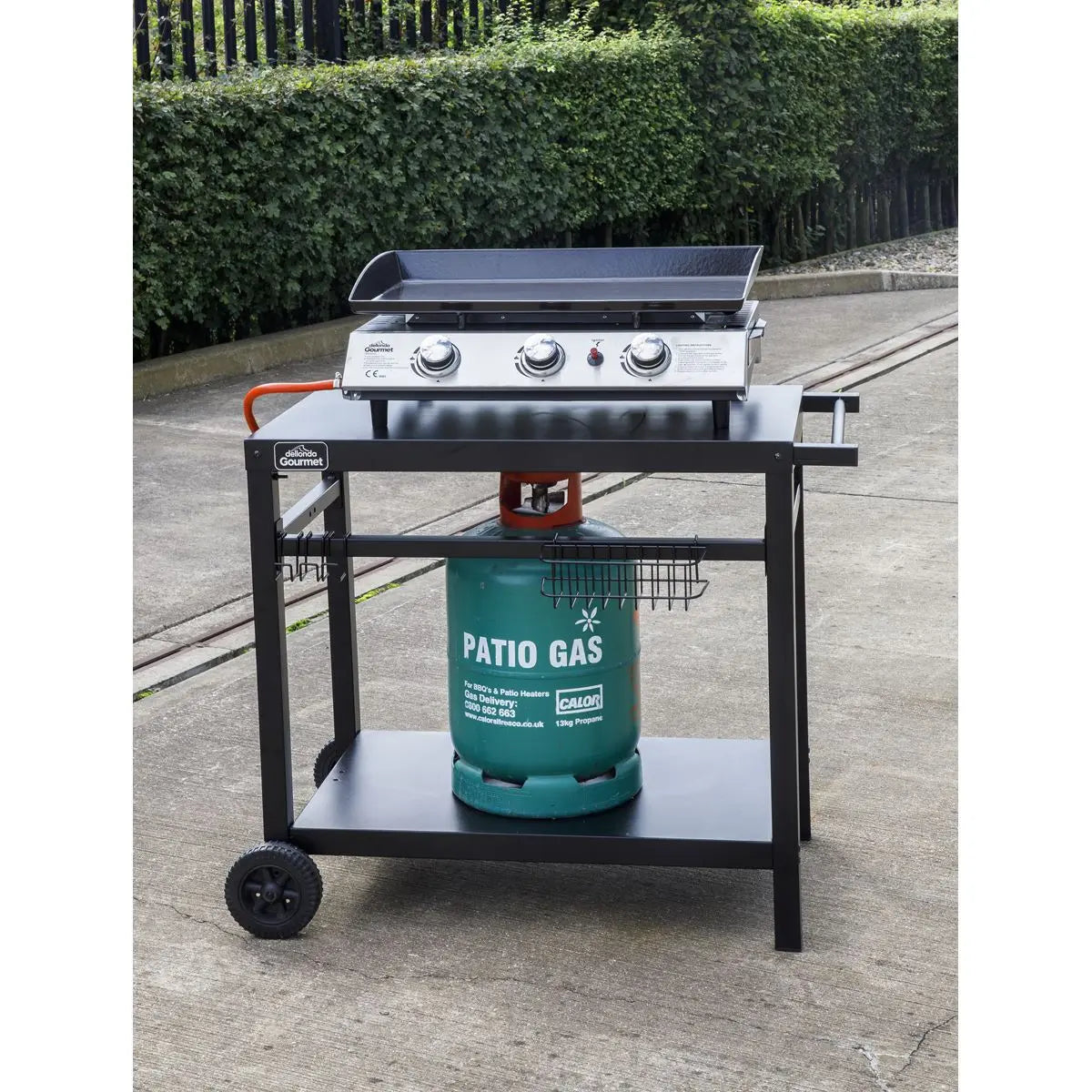Dellonda BBQ & Plancha Trolley for Outdoor Cooking with Utensil Holder, Black  White Rose Tools